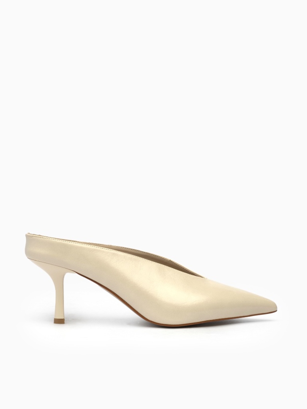 Serena Backless Leather Mules: Pointed Toe, 75mm Heel Workwear Shoes